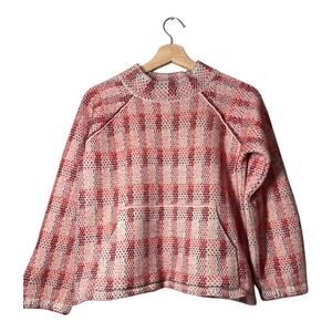 Anthropologie Field & Flower Mock Neck Cropped Sweater Skier Vibes Pink Large